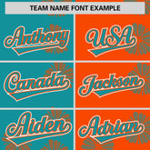 Custom Aqua Orange Split Fashion Flower Graffiti Pattern Authentic Baseball Jersey